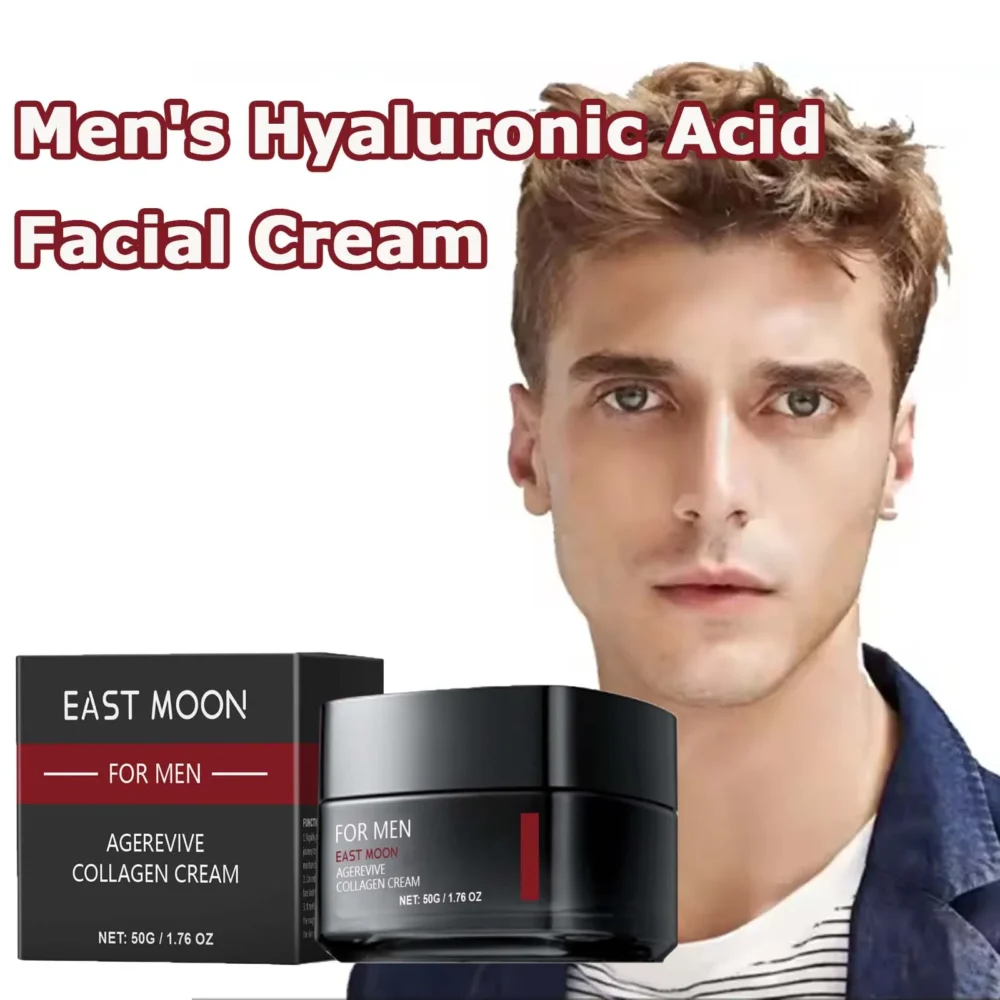 Men's Hyaluronic Acid Facial Cream Hydrating Tightening Brightening Collagen Tender Skin Non-Greasy Day/Night Care Moisturizer