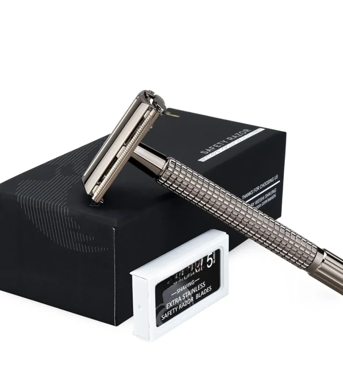Safety Razor Double Edge Nostalgic Long Handle Butterfly Open Razor