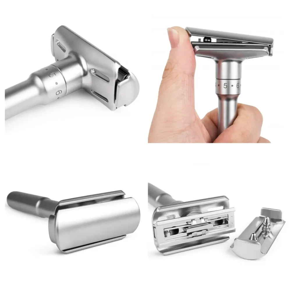 Adjustable Safety Razor Classic Men Shaver Professional Barber Razor With 5 PCS Titanium Coated Blades Shaver Razor Holder - Image 2