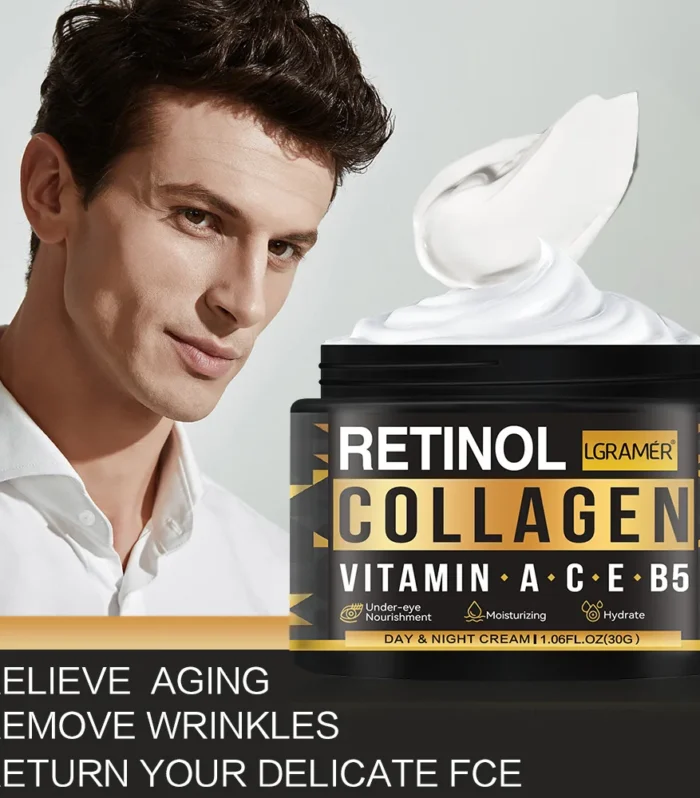 Men's Retinol Collagen Face Cream Skincare Moisturizing Brightening Hydrating Smooth Wrinkles Firming Facial Men Skin Care