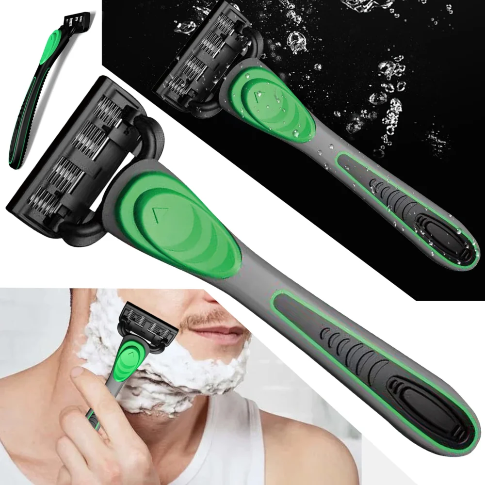 1 Handle+2 Blades 7-layer Razor Blade Stainless Steel Manual Razor Shaver Universal for Men Women Hair Removal