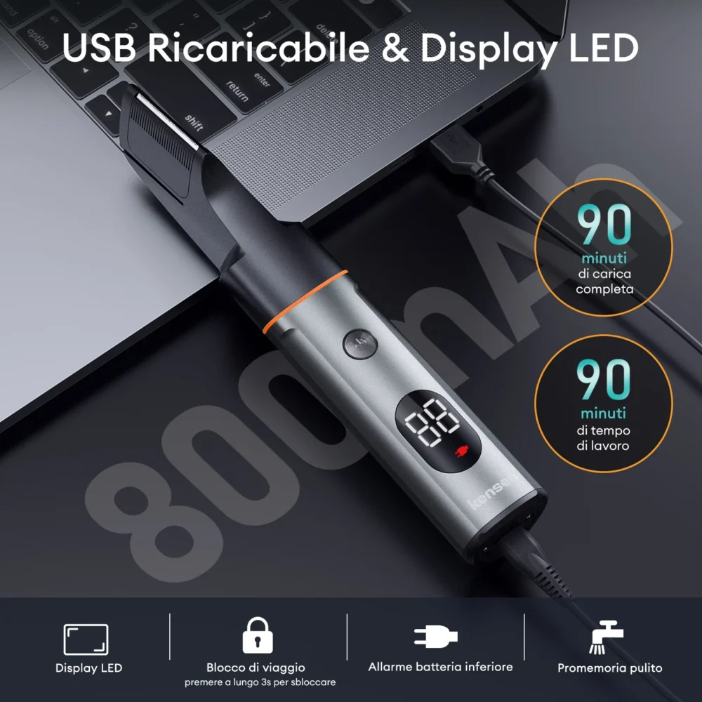 Kensen 3 in 1 Body Hair Trimmer Kit for Men Pubic Hair Shaver Nose Beard Trimmer IPX6 Waterproof Electric Shaver Hair Clippers - Image 4