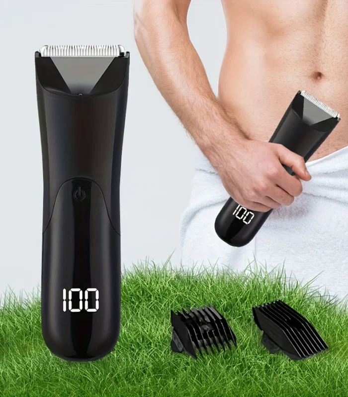 Men'S Groin Body Hair Trimmer, Electric Ball Trimmer, Includes 2 Guard Attachments, Ceramic Blade Head, Wet And Dry Shaver